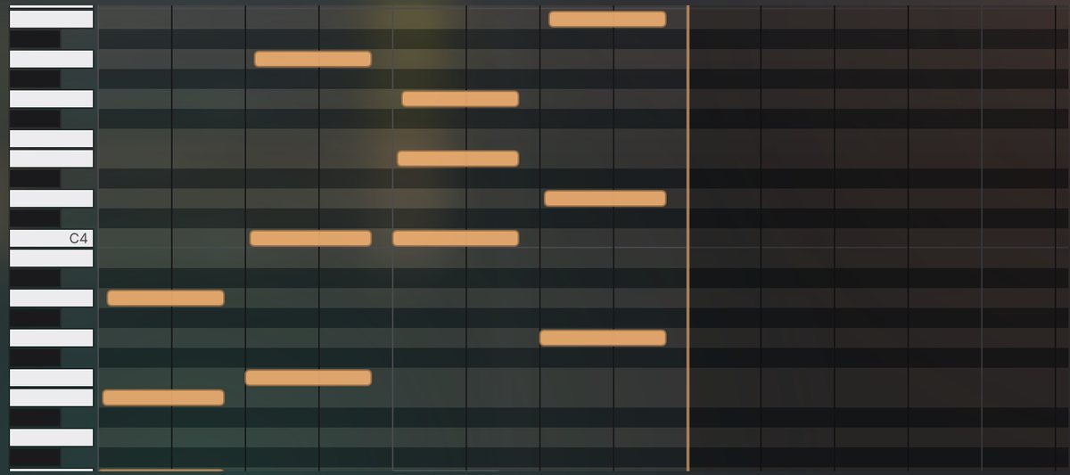 Notes in the piano roll