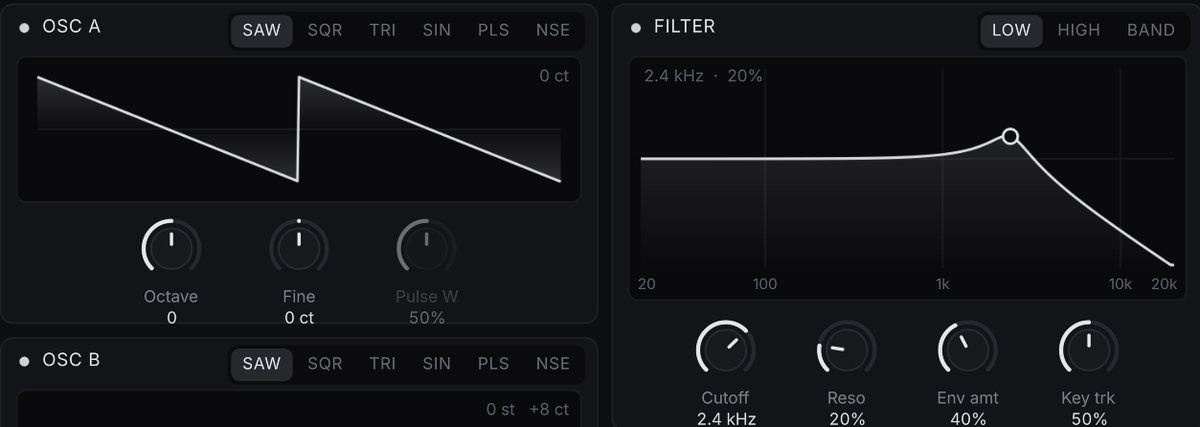 Isai Synth oscillators and filter